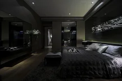 Дизайн спальни обои в темных тонах