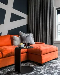 Terracotta Sofa In The Living Room Photo