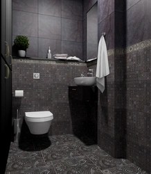Dark porcelain tiles in the bathroom interior