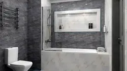 Dark porcelain tiles in the bathroom interior