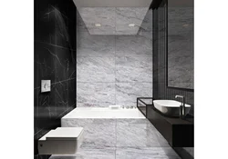 Dark porcelain tiles in the bathroom interior