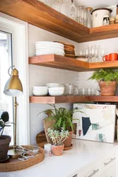 How to place shelves in the kitchen photo