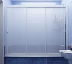 Sliding glass bath curtain photo