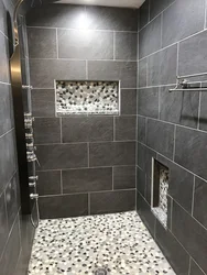 Shower Cabin Made Of Tiles Photo In The Bathroom Interior
