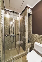 Shower cabin made of tiles photo in the bathroom interior