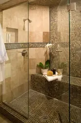 Shower Cabin Made Of Tiles Photo In The Bathroom Interior