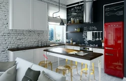 Loft style kitchens real photos in apartments