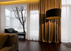 Interior curtains in a small living room