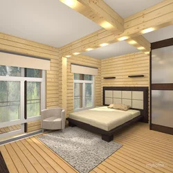 Design of a wooden house made of timber bedroom photo