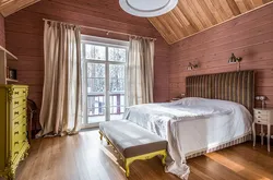 Design of a wooden house made of timber bedroom photo