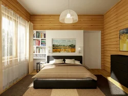 Taxta yataq otağı fotoşəkilindən hazırlanmış taxta evin dizaynı