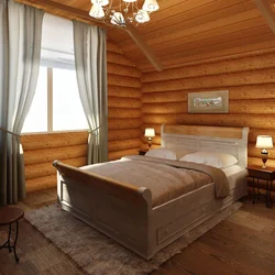 Design of a wooden house made of timber bedroom photo