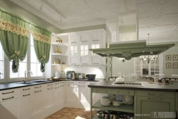 Provence style in the kitchen interior green
