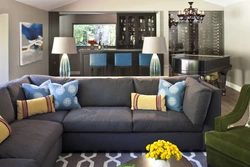 Dark Gray Sofa In The Kitchen Interior