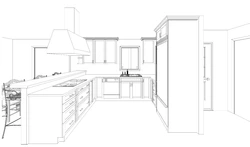 Modern kitchen design with drawings