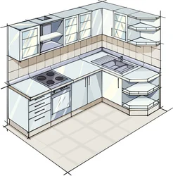 Modern kitchen design with drawings