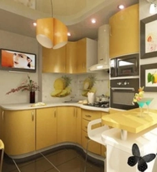 Kitchen design 6 meters with refrigerator with balcony
