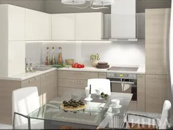 Кухонны гарнітур кутняй у светлую кухню фота