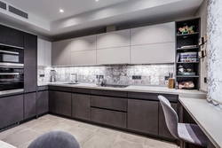 Combination of gray and white in the kitchen interior