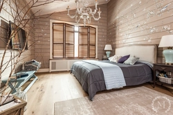 Interior Of A Bright Bedroom In A Wooden House