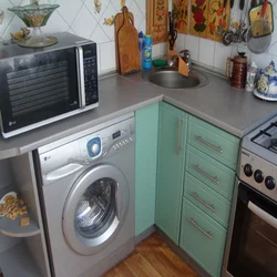 Washing machine design in the corner of the kitchen