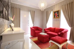 Red Sofa In The Living Room Interior