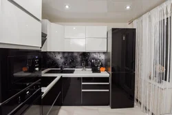 Corner Black And White Kitchens In The Interior Photo