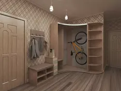 Corner wardrobe in the hallway in the interior photo design