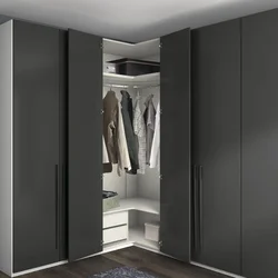 Corner wardrobe in the hallway in the interior photo design