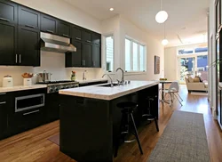 Dark light kitchen interior photo