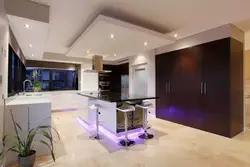 Stretch ceiling design in a studio kitchen