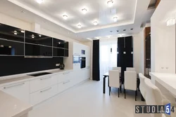 Stretch Ceiling Design In A Studio Kitchen