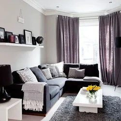 Color Of Curtains In White Living Room Interior