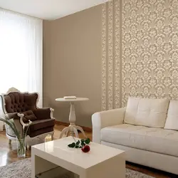 Apartment interior with wallpaper on one wall