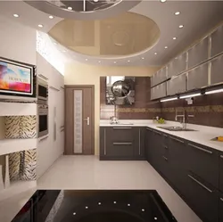 Design of suspended ceilings in the kitchen 12 sq m