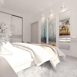 Bedroom design with wardrobe in light colors