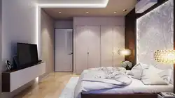 Bedroom design with wardrobe in light colors