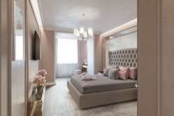 Bedroom design with wardrobe in light colors