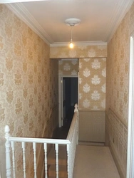 Wallpaper in the hallway in two colors photo