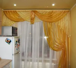 Сучасныя шторы на кухню з ламбрекеном фота