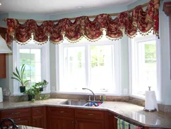 Modern curtains for the kitchen with a lambrequin photo