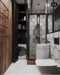 Bathroom Interior With Shower And Bathtub And Toilet