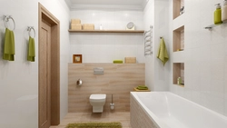 Дизайн ванной комнаты прямоугольной плиткой