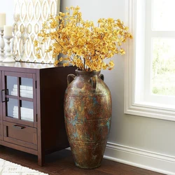 Floor vases in the living room interior photo