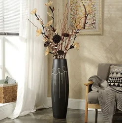Floor vases in the living room interior photo