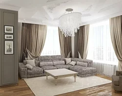 Curtain design for the living room in light colors