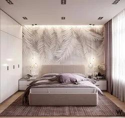 Interior of bedroom walls in apartment
