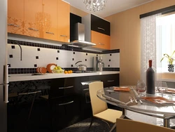 Orange kitchen with brown photo