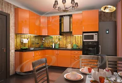 Orange kitchen with brown photo