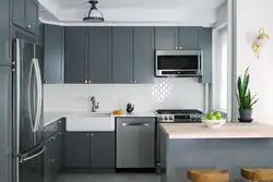 Kitchen in gray tones design in Khrushchev